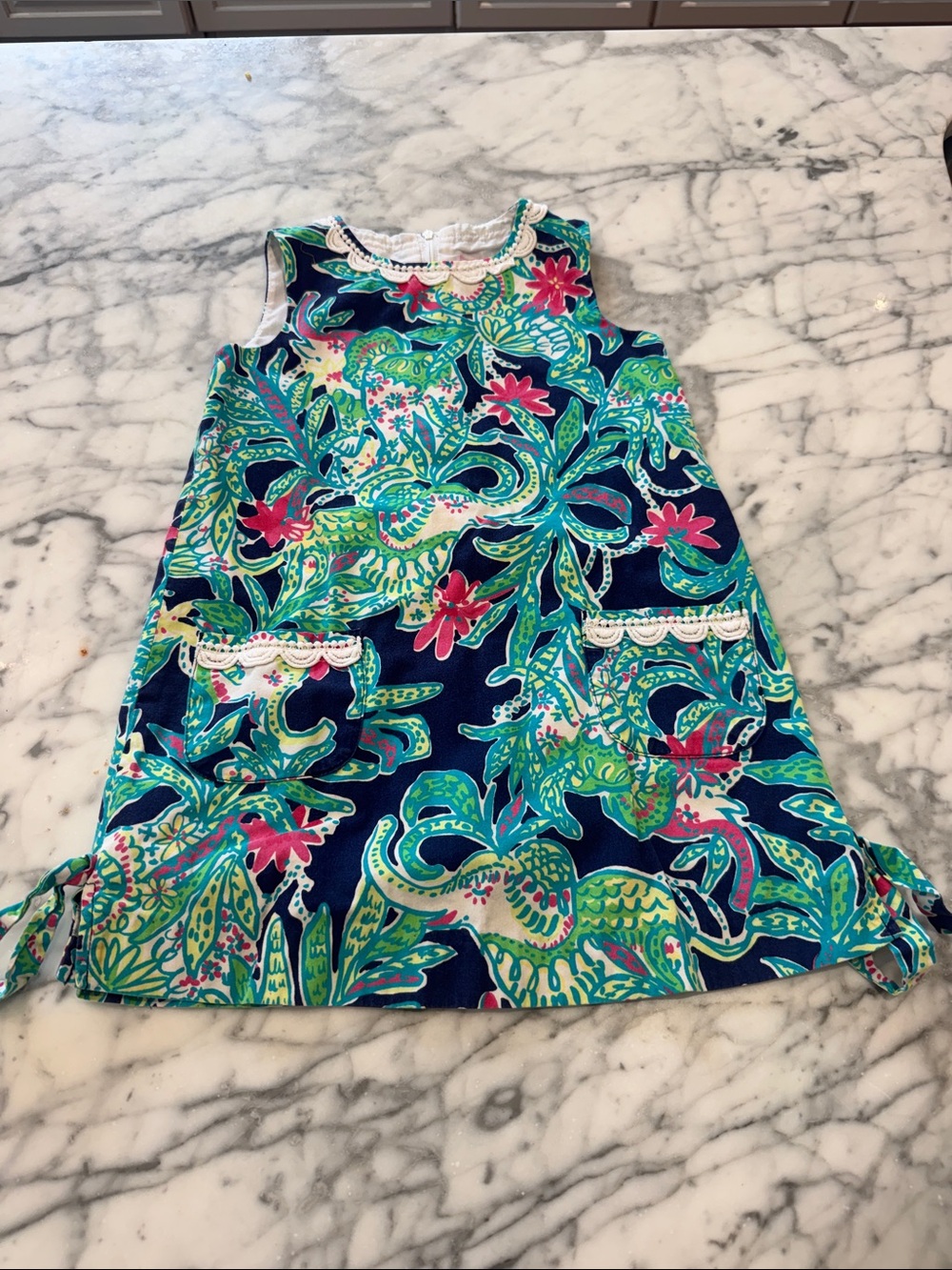 Lilly Pulitzer Navy, Teal & Pink Tropical Shift Dress